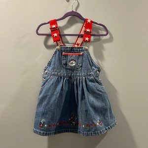 Dr. Seuss Cat in the Hat denim overall dress 24 months